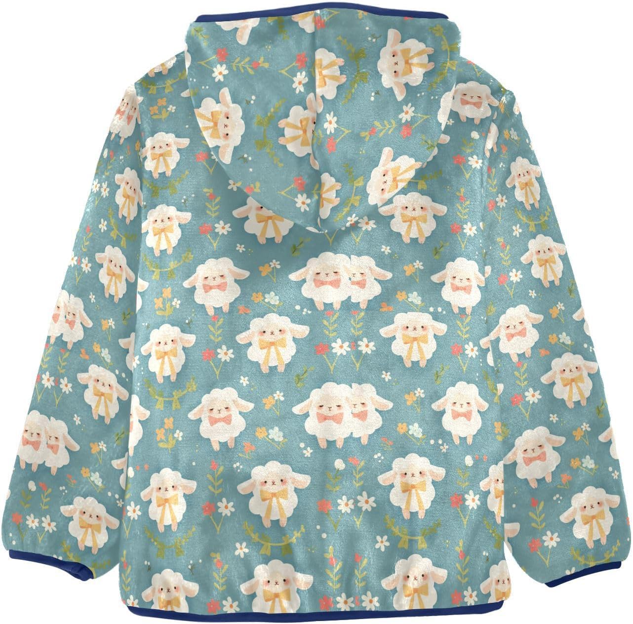 Simple Spring Sheep Cute Retro Hooded Fleece Jacket Toddler Outerwear Jackets Navy Blue Baby Boy Hooded Fleece