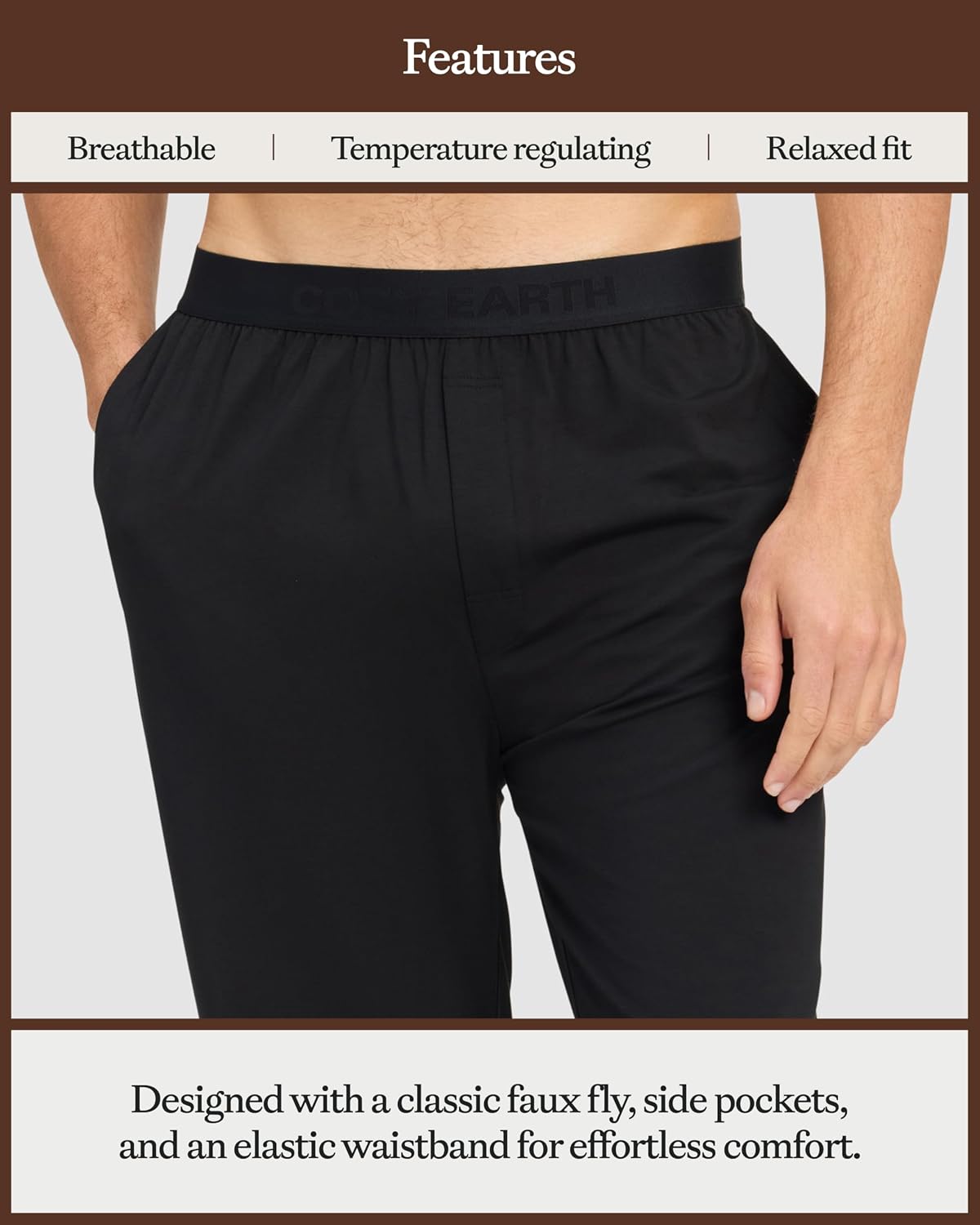 Cozy Earth Men’s First Layer Pajama Pants with Elastic Waistband & Pockets - Mens Pajama Bottoms