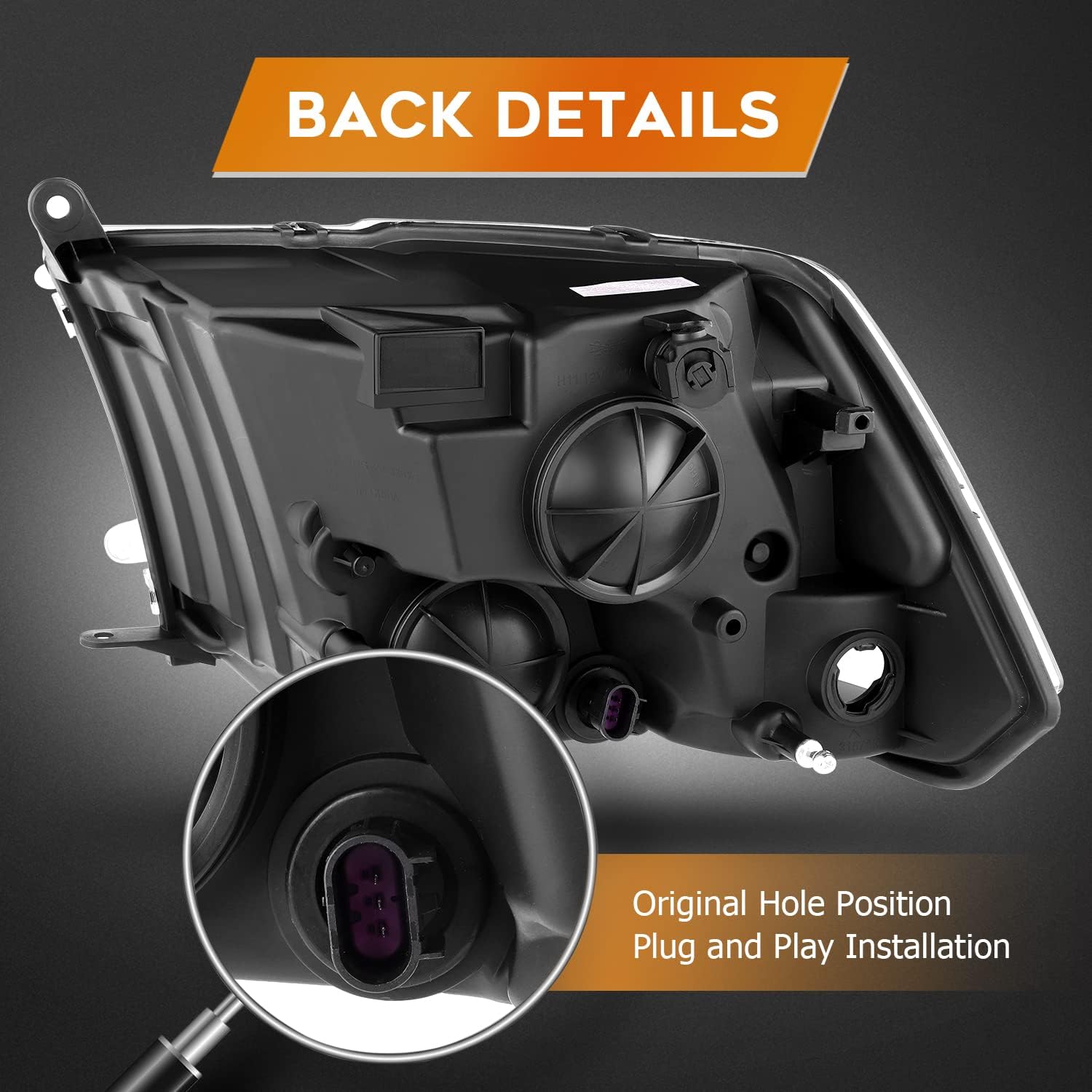 Headlight Assembly for Dodge for Ram 1500 2009-2018 for Dodge for Ram 2500 2010-2018 for Dodge for Ram 3500 2010-2018 Black Housing Clear Reflector Clear Lens Driver and Passenger Side Headlamp