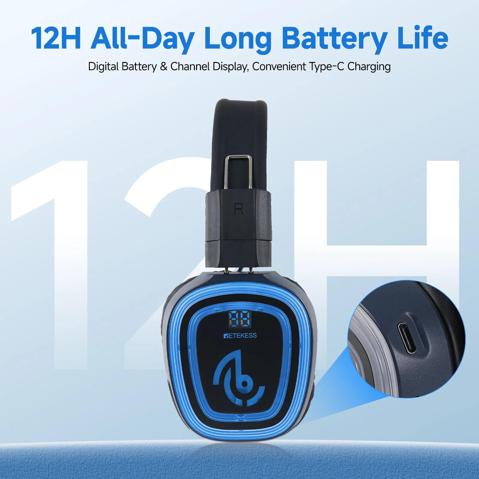 Retekess TA004S Auriculares Silent Disco, diseño Plegable, Sonido HiFi