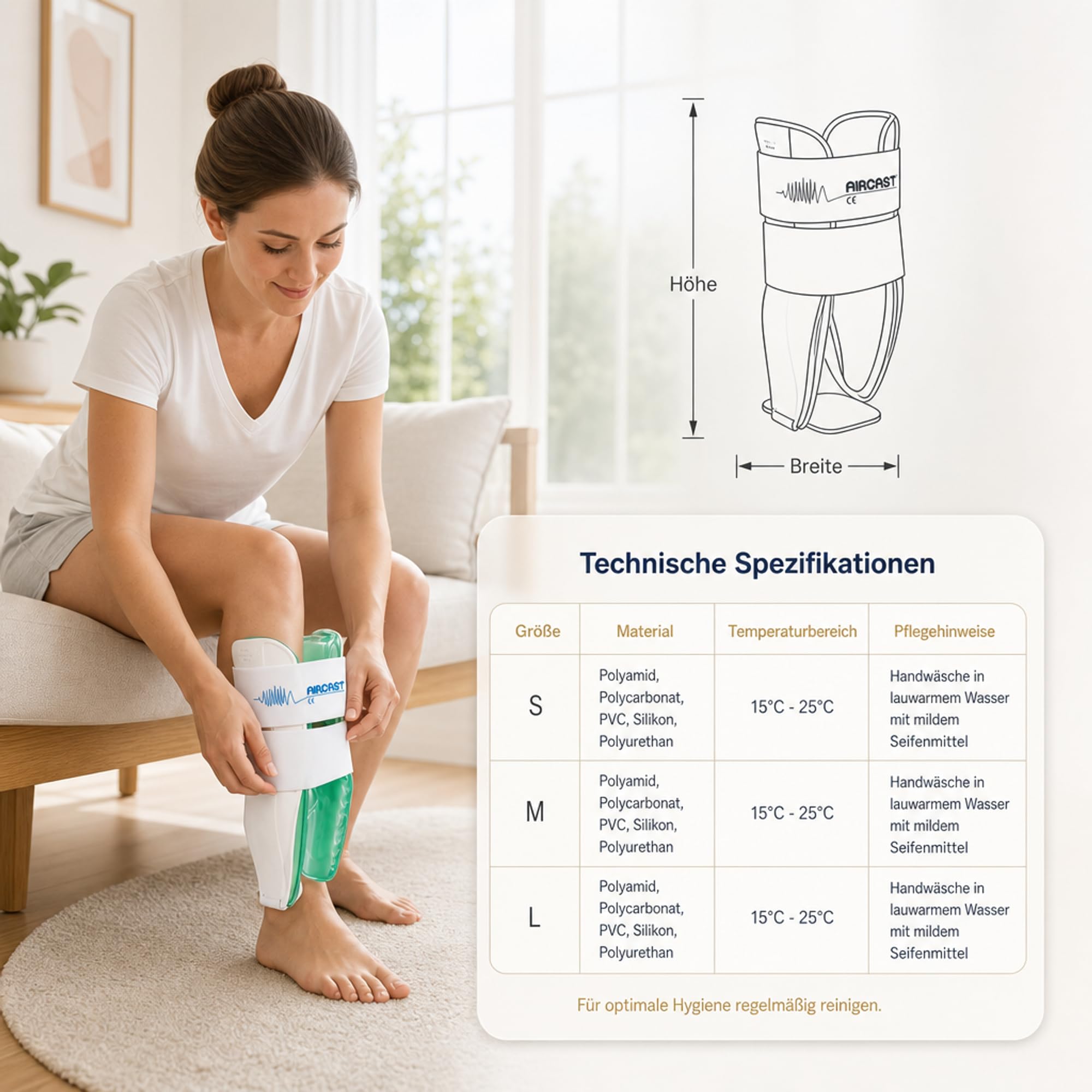 Tobillera Aircast Air-Stirrup en diferentes tamaños para izquierda o derecha – 1 pieza – estabilización lateral con plena capacidad de carga y movimiento reducido (derecha, L)