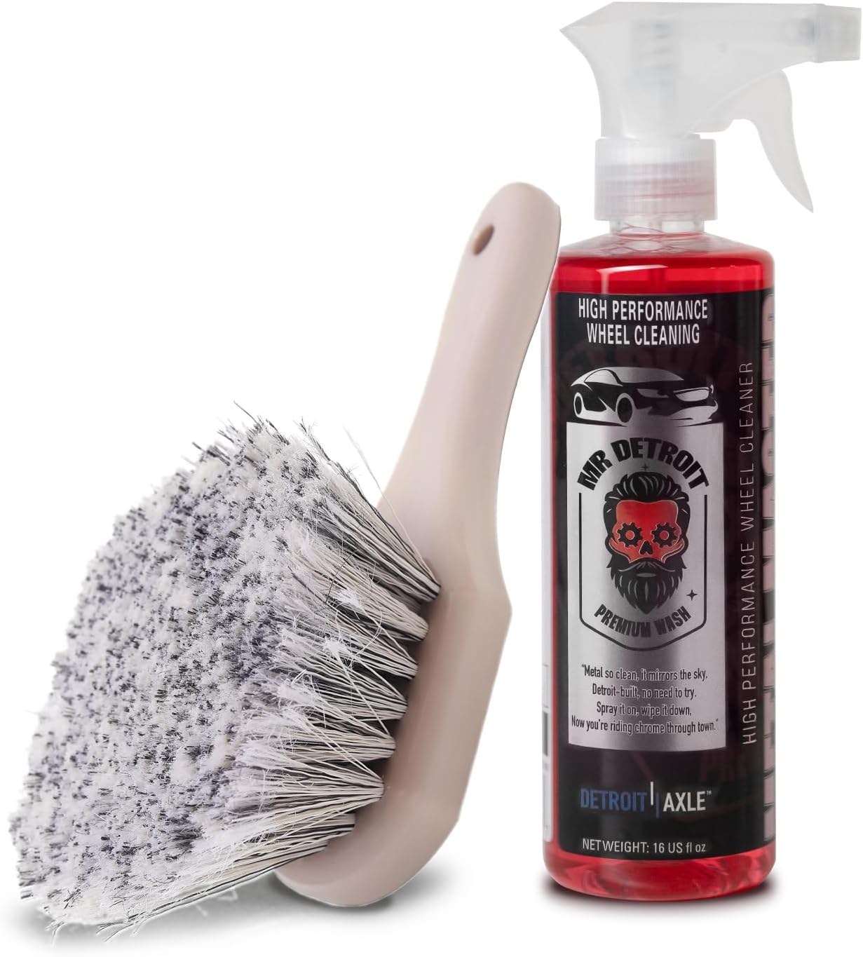 Mr. Detroit - 2pc Car Wash Kit High-Performance Wheel Cleaner & Body Brush