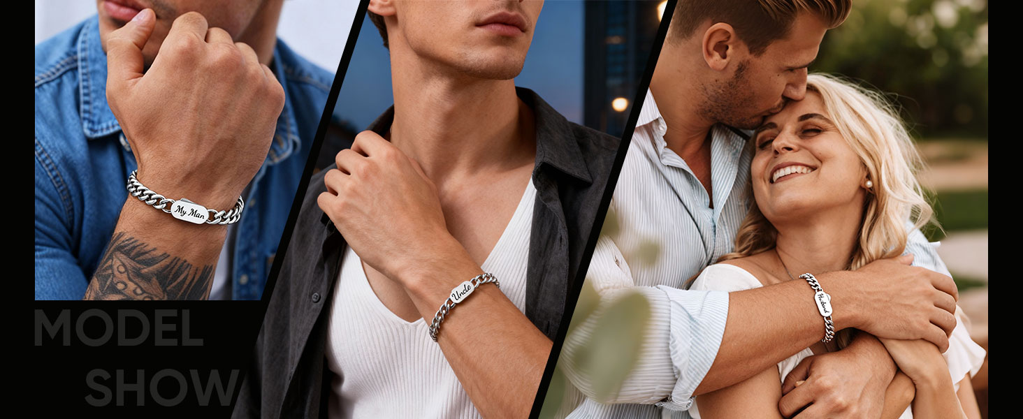 Pulsera de eslabones cubanos de acero inoxidable para hombre miniatura 7