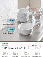 Vista 5 de LE TAUCI Tazones de sopa de cebolla francesa, cuencos de cerámica de 15 onzas con asas, para chile, estofado de res, apto para horno, microondas