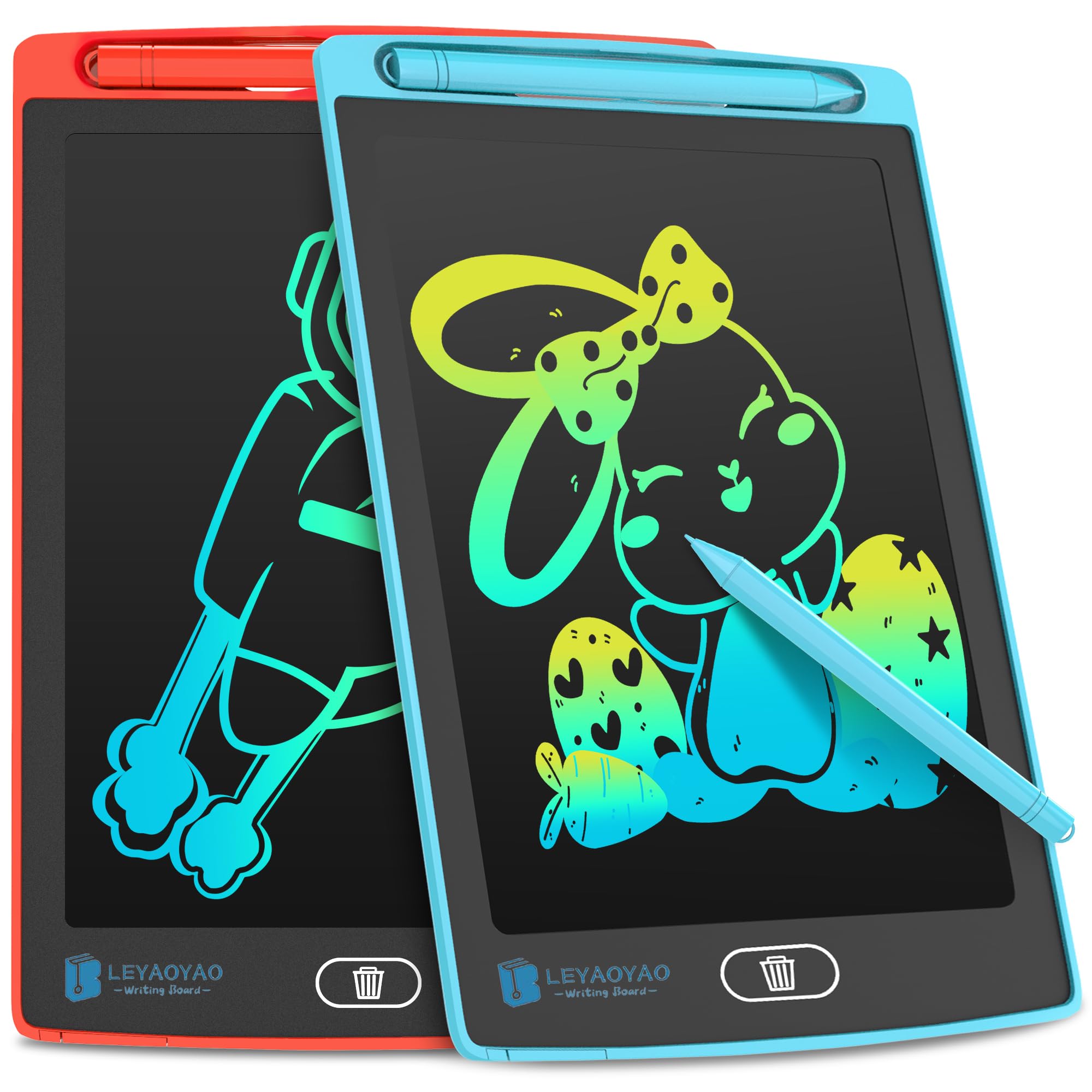 2 Pezzi Tavoletta Grafica Bambini da 8.5 Pollici, LEYAOYAO Lavagnetta Cancellabile Bambini, Regali di Compleanno e Natale per Ragazzo e Ragazza dai 3 agli 8 Ann (Blu + Rosso)