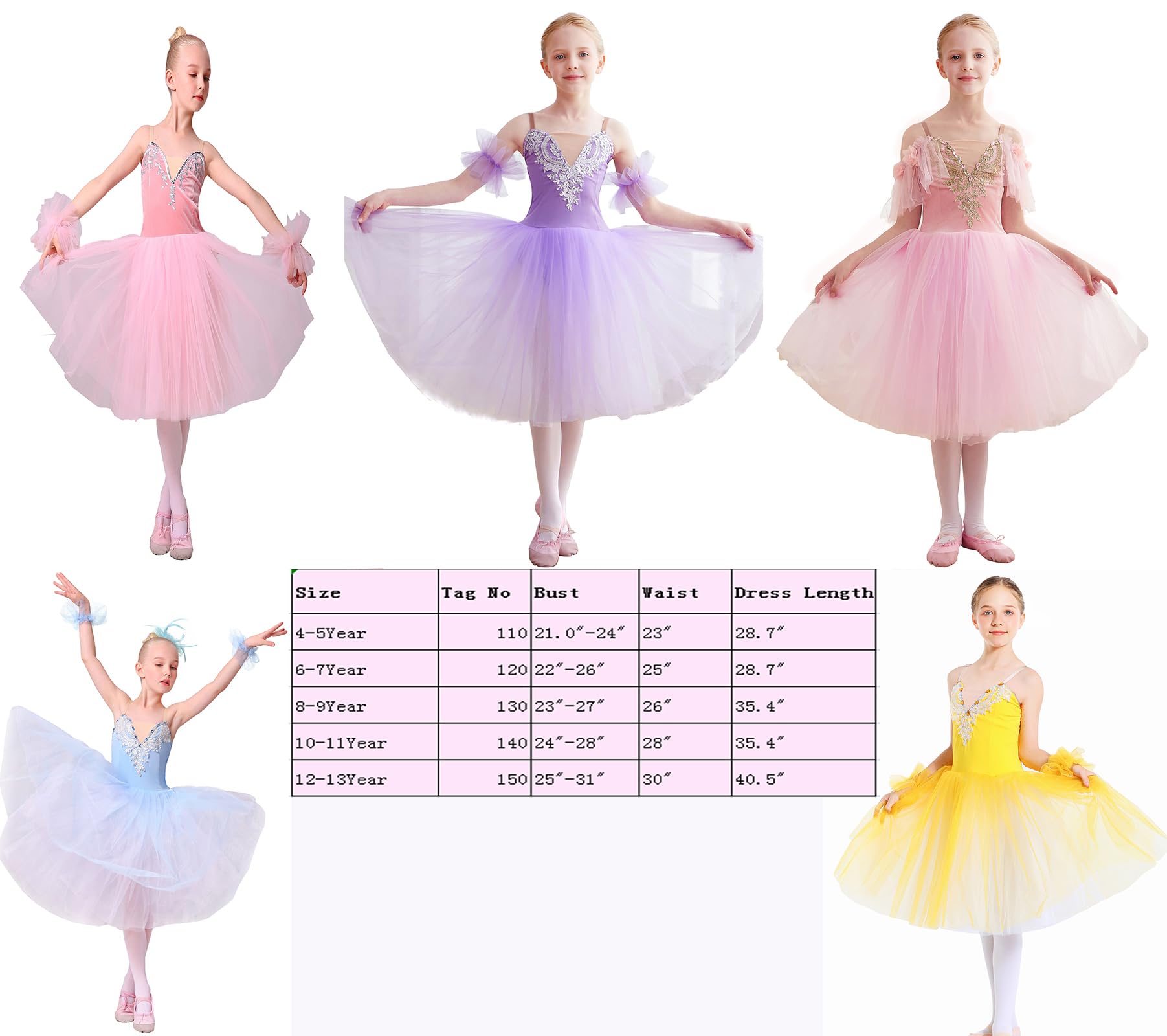 ORIDOOR Girls' Camisole Skirted Leotards Swan Dance Performance Costumes Sequin Lace Ballet Dress Tutu Skirt 130 Pink 8-9 Years