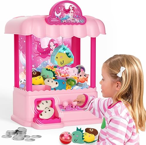 UNIH Máquina de garras para niños, mini máquinas expendedoras de dulces, máquina de juego de arcade con luces y sonido ajustable, juguetes de regalo