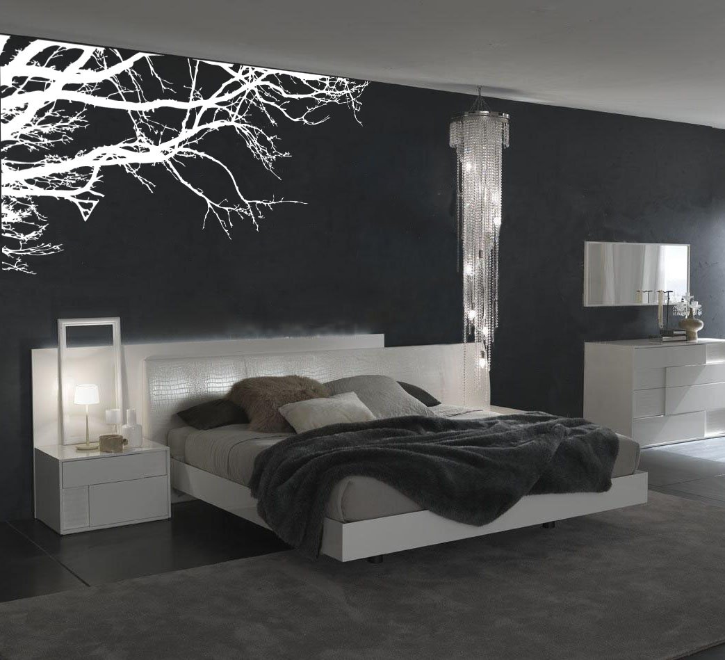 Tree Top Wall Branch Decal Nursery Decor with Flock of Birds (8ft Wide X 44" High) Choose Colors #1130