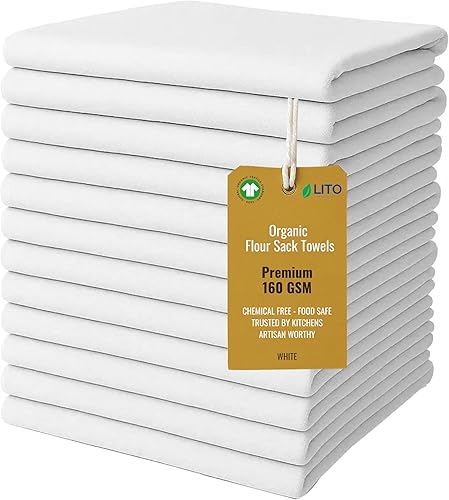 Toallas de saco de harina Toalla de té para manualidades, plato de cocina, toalla de algodón en blanco para bordado, funda de lino para hornear