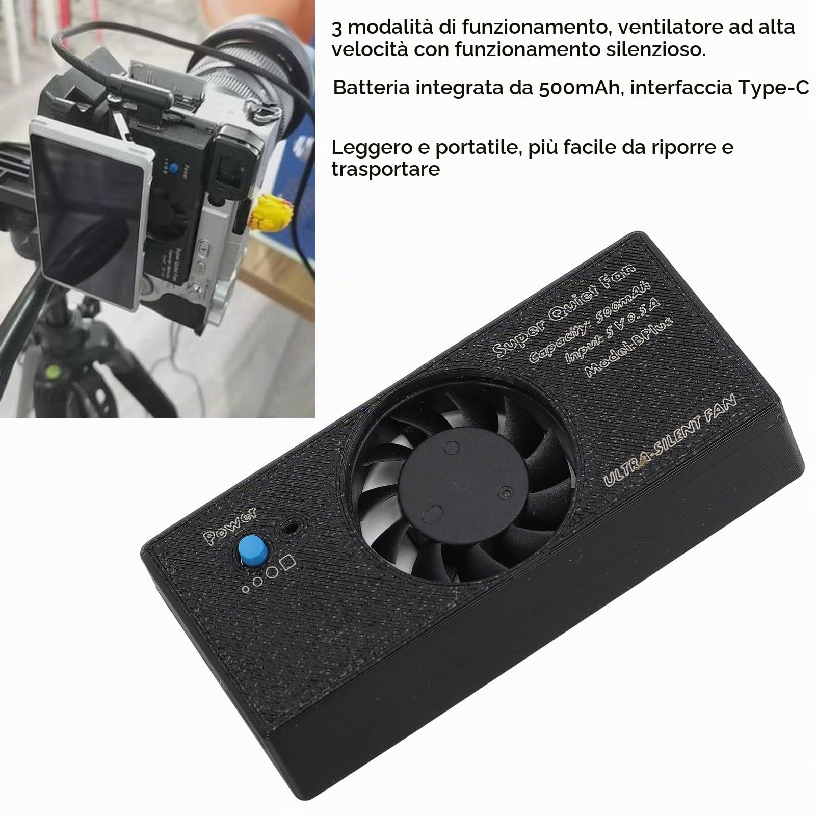 Ventola di raffreddamento per fotocamera con 3 modalità per A7M3 A7R4 A7RIII A7III A9II A6300 A6400 A6600 A6500 RX100 NEX per fotocamere XT4 con schermo Flip Up Down