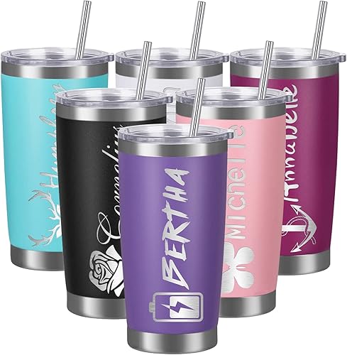 Vaso personalizado con nombre vasos de café de 20 onzas con tapa y popote de acero inoxidable lnsulado a granel para mujeres y hombres