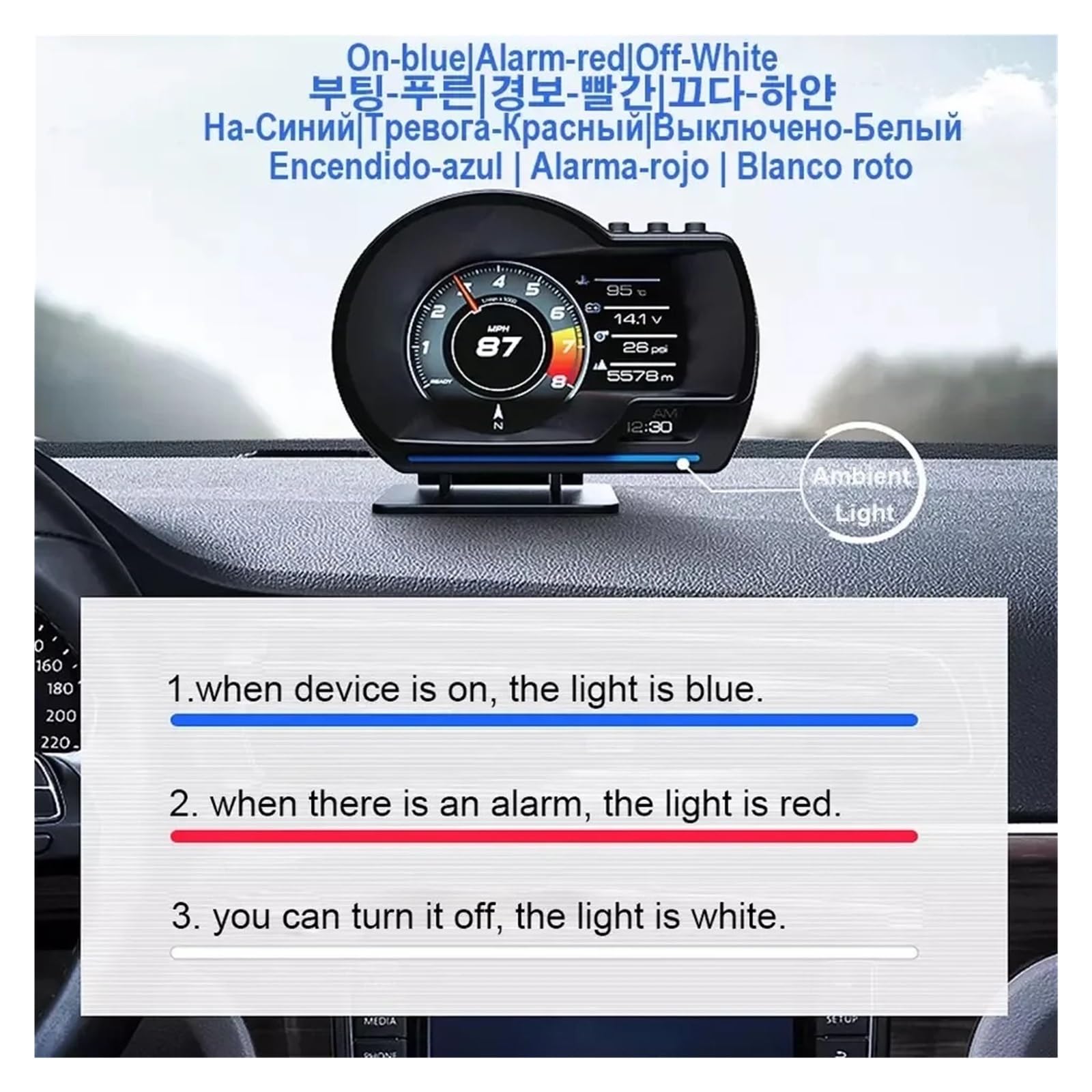 A501 Gauge Head Up Display OBD2 Smart Auto HUD Digitaler Kilometerzähler Sicherheitsalarm Turbo Wasser- Und Öltemperatur Drehzahlmesser Auto Meter Multifunktionsinstrument