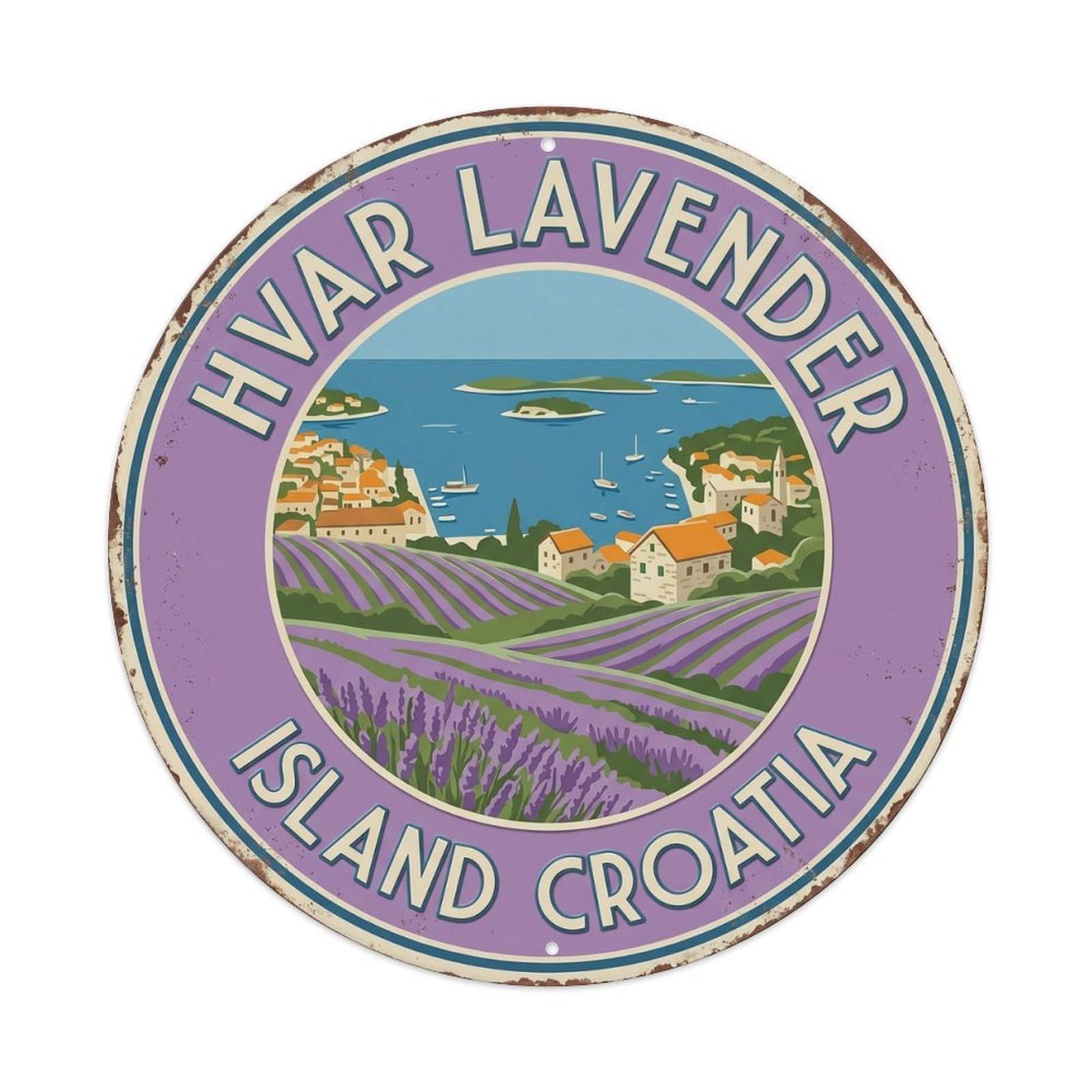 Hvar Lavender Island Croatia Field Metal Tin Sign