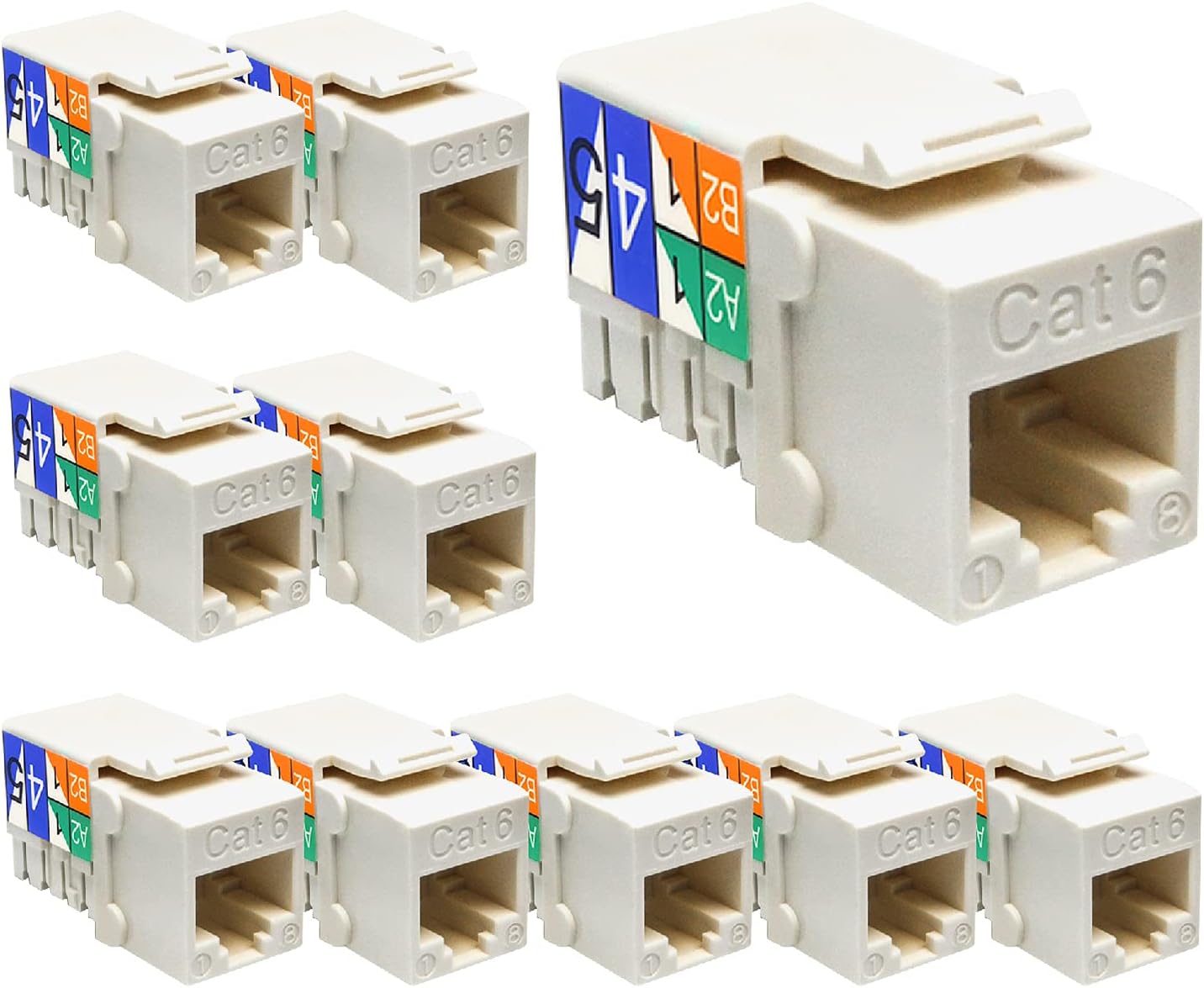 Cat.6 RJ45 110 Type Keystone Jack (50-Pack, Orange)