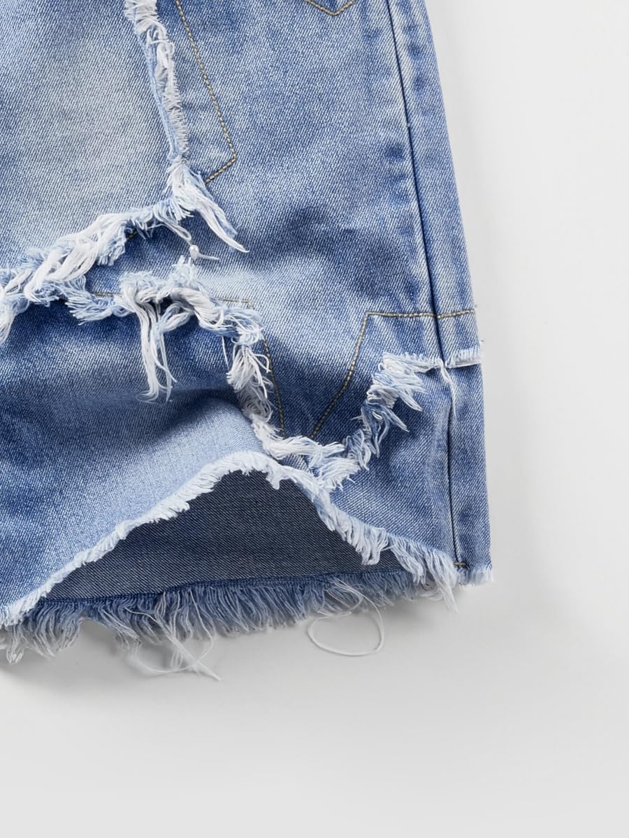 Men's Baggy Jeans Shorts, Vintage Star Pattern Jorts Y2K, Distressed Grunge Jorts for Men, Casual Low Rise Denim