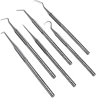 Vista 1 de Juego de sondas de precisión de acero inoxidable de 6 piezas: recto, simple, corto doble, doble largo, triple y puntas de gancho 5.5" (14cm)