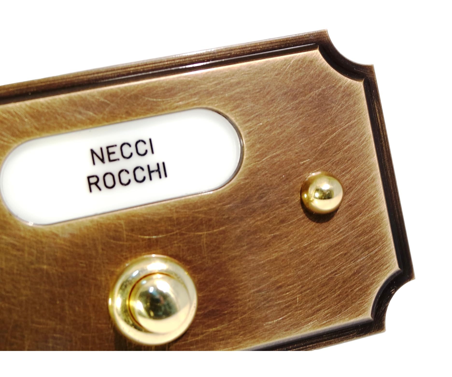 Neroni Mameli Campanello in Ottone Bronzato per Esterno abitazione - Porta Ingresso Casa, con Pulsante Elettrico - Modello Tiberio - Made in Italy