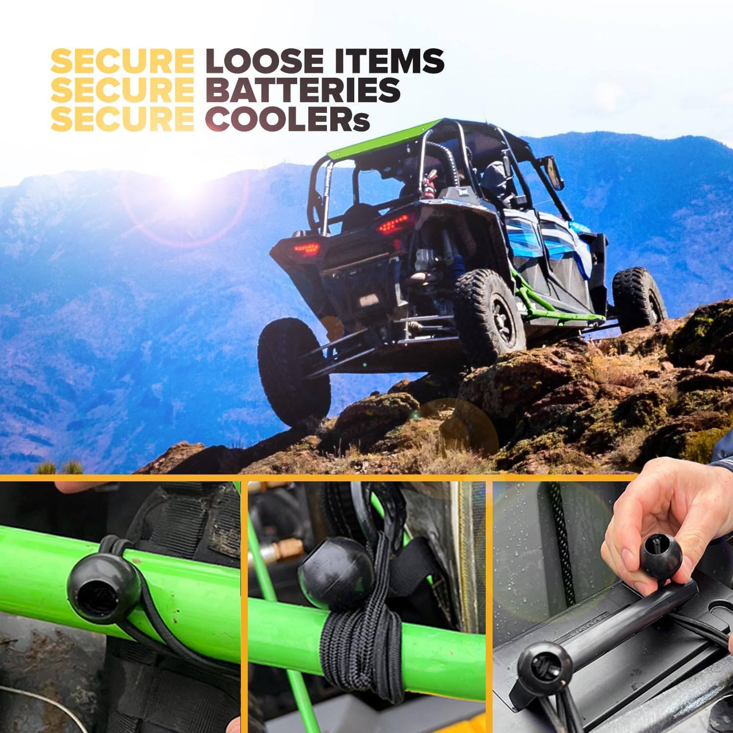 US Cargo Control Ball Bungee Cords, Heavy-Duty and Versatile Bungee Ties, Use to Secure & Organize Indoors & Outdoors, Tarp Ties & Canopy Ties, 9-Inch Bungee Cords with Balls (50-Pack)
