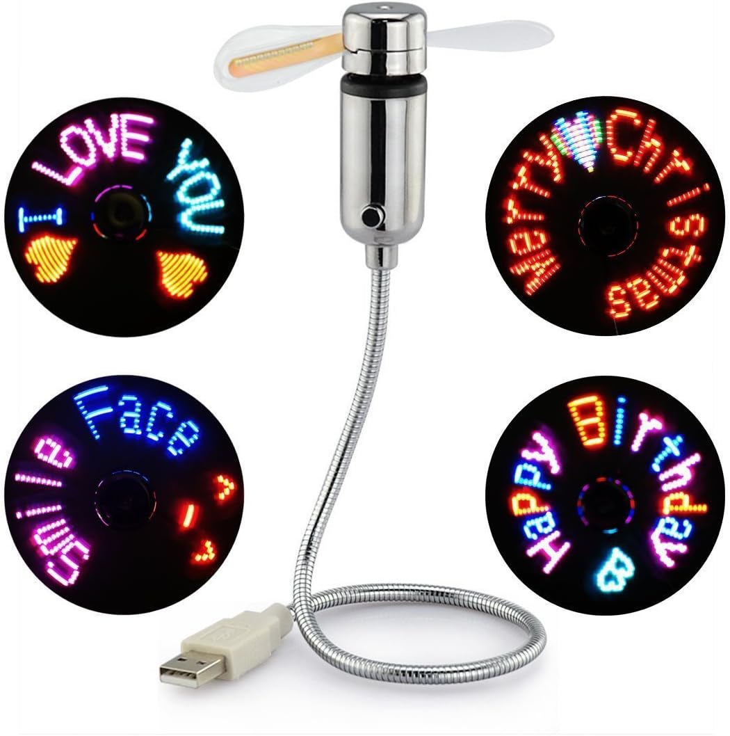 (Newest RGB Version) USB LED Programmable Fan for PC Laptop Flexible Gooseneck Colorful Cooling Fan(Colorful LED)