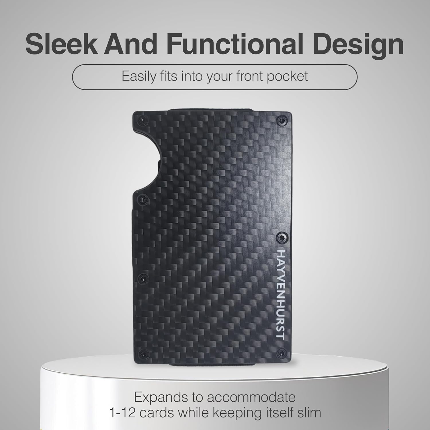 Hayvenhurst Wallet For Men - Reinvented Design Men's Wallet - Slim, Minimalistic & Seamless, Blocks RFID Scanners with a Cash Strap (Carbon Fiber) | Reinvented Design, Slim, Minimalistic, Seamless, Blocks RFID Scanners, Cash Strap - Image 2