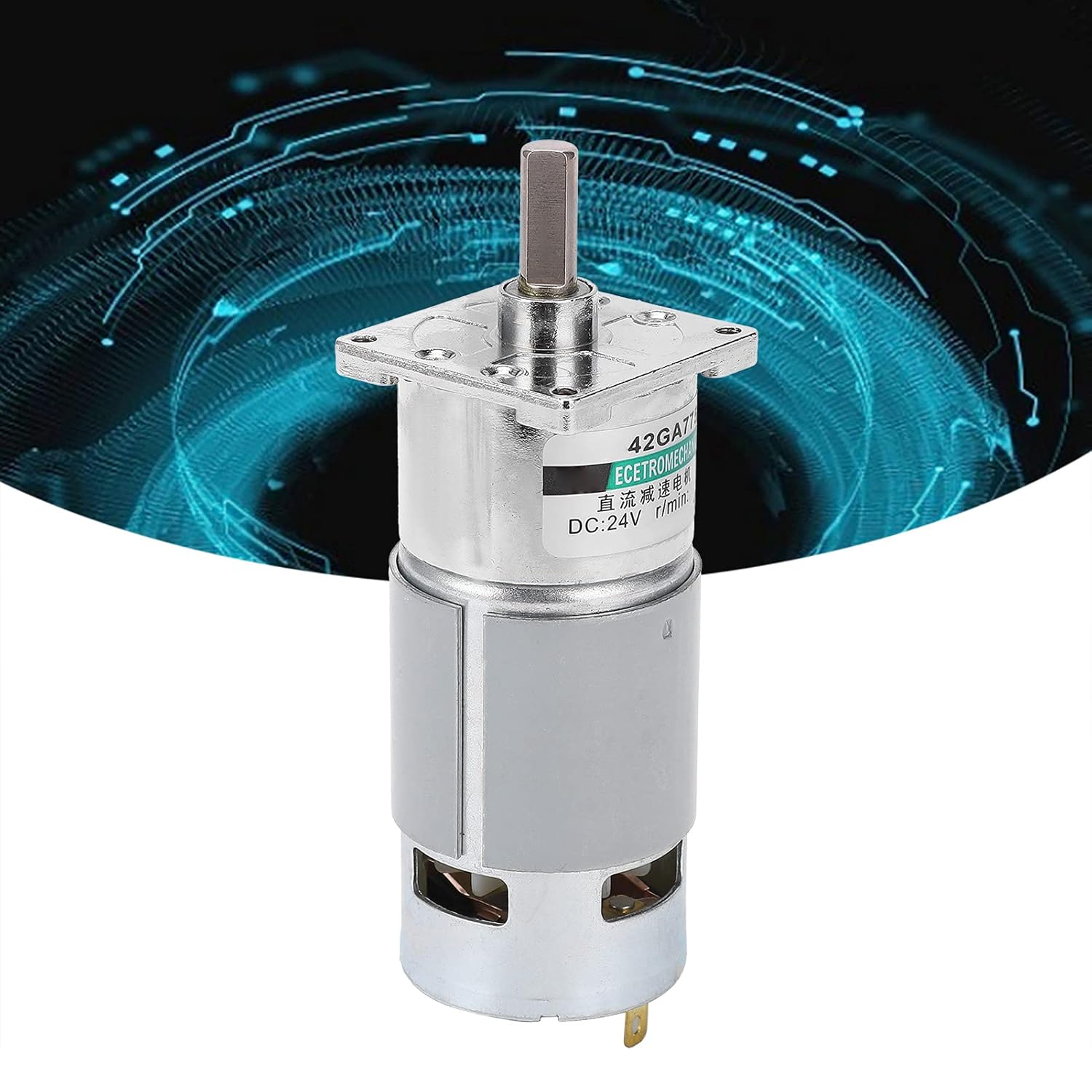 DC Gear Motor Small Low Speed 24V, Permanent Magnet Bracket, CW CCW Rotation - High Torsion, Ultra Quiet Operation, Ideal for Sport Control and Industrial Use (600rpm/min)