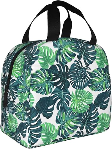 Miniatura 2 de Bolsa de almuerzo con hojas de palma tropicales para mujeres y hombres, lonchera aislada, reutilizable, organizador de almuerzo, impermeable,