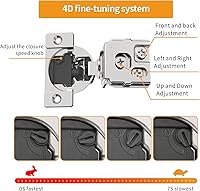 Vista 2 de Chibery Paquete de 10 bisagras ocultas de cierre suave 4D de 1-3/8" de superposición para puerta de marco frontal, velocidad de cierre ajustable