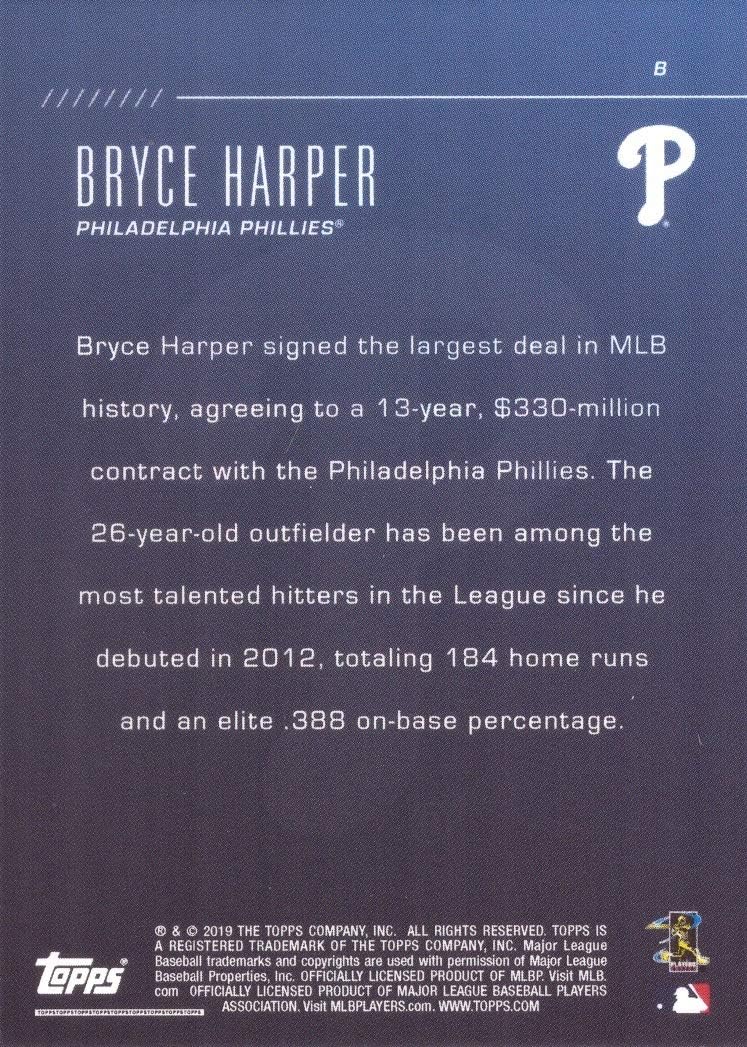 2019 Topps Limited Edition #B Bryce Harper Philadelphia Phillies Baseball Card - Only 1,348 made!