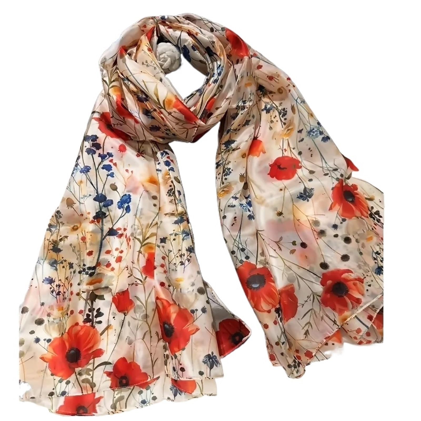 Sciarpa di seta Scialle Autunno Inverno Design floreale Donna