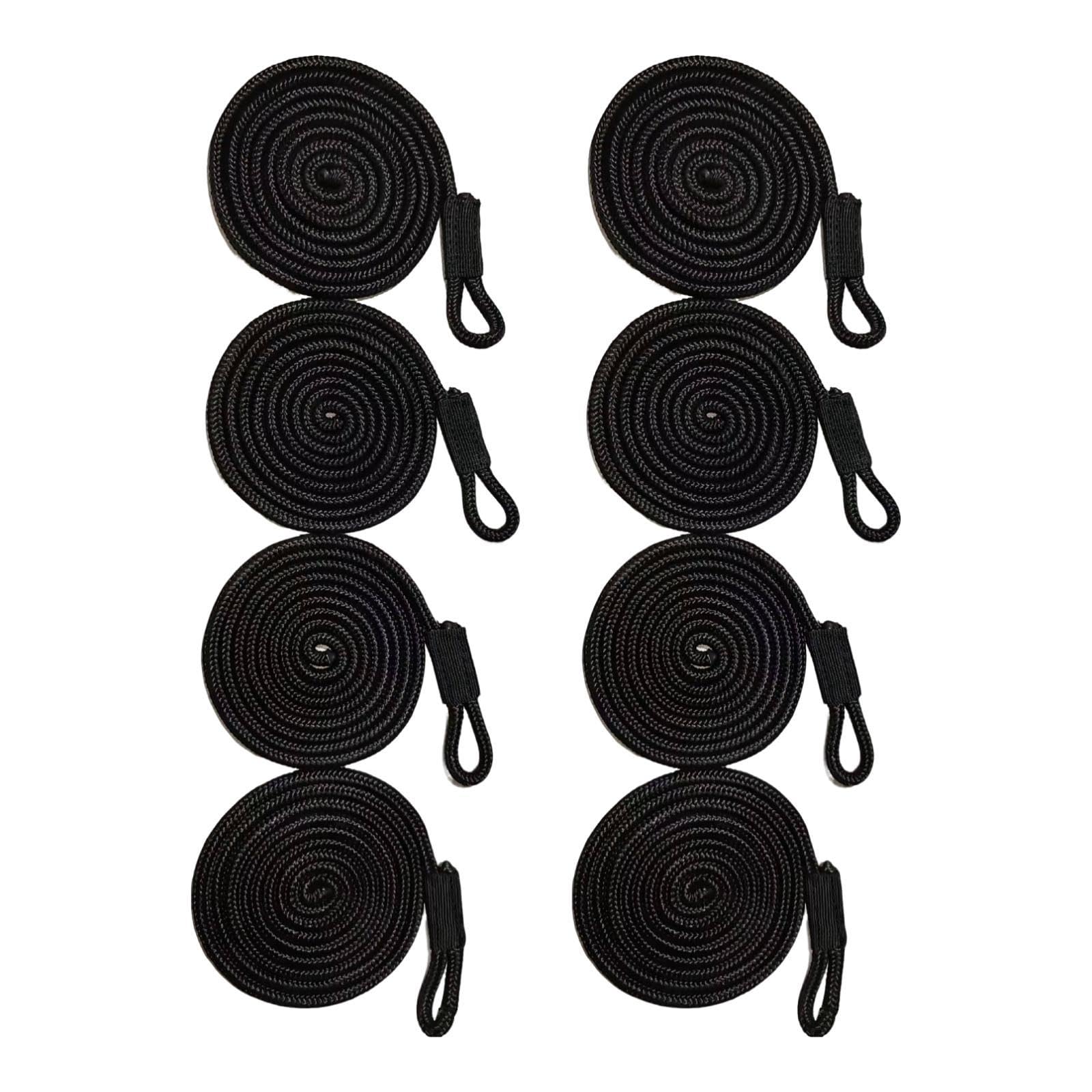 LOVIVER 8Pcs Boat Fender Lines, Inflatable Marine Bumpers Mooring Rope Lines, Black 1.8m