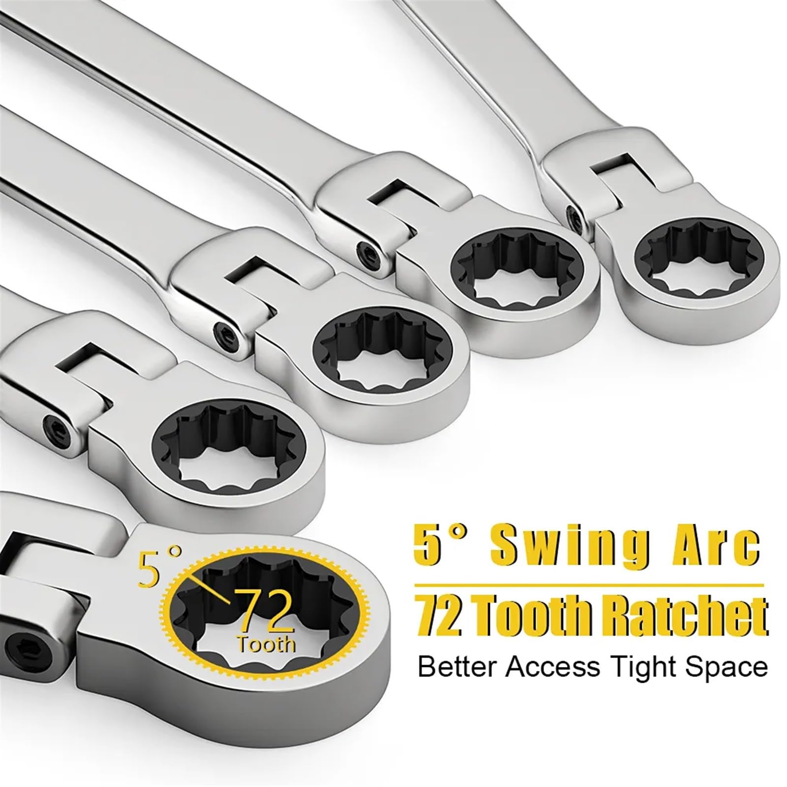 Zestaw kluczy grzechotkowych 8-22mm pierścienie zębate zestaw kluczy płasko-oczkowych z grzechotką metryczna elastyczna główka z płócienną torbą (Size : 6 pcs(6-14mm))