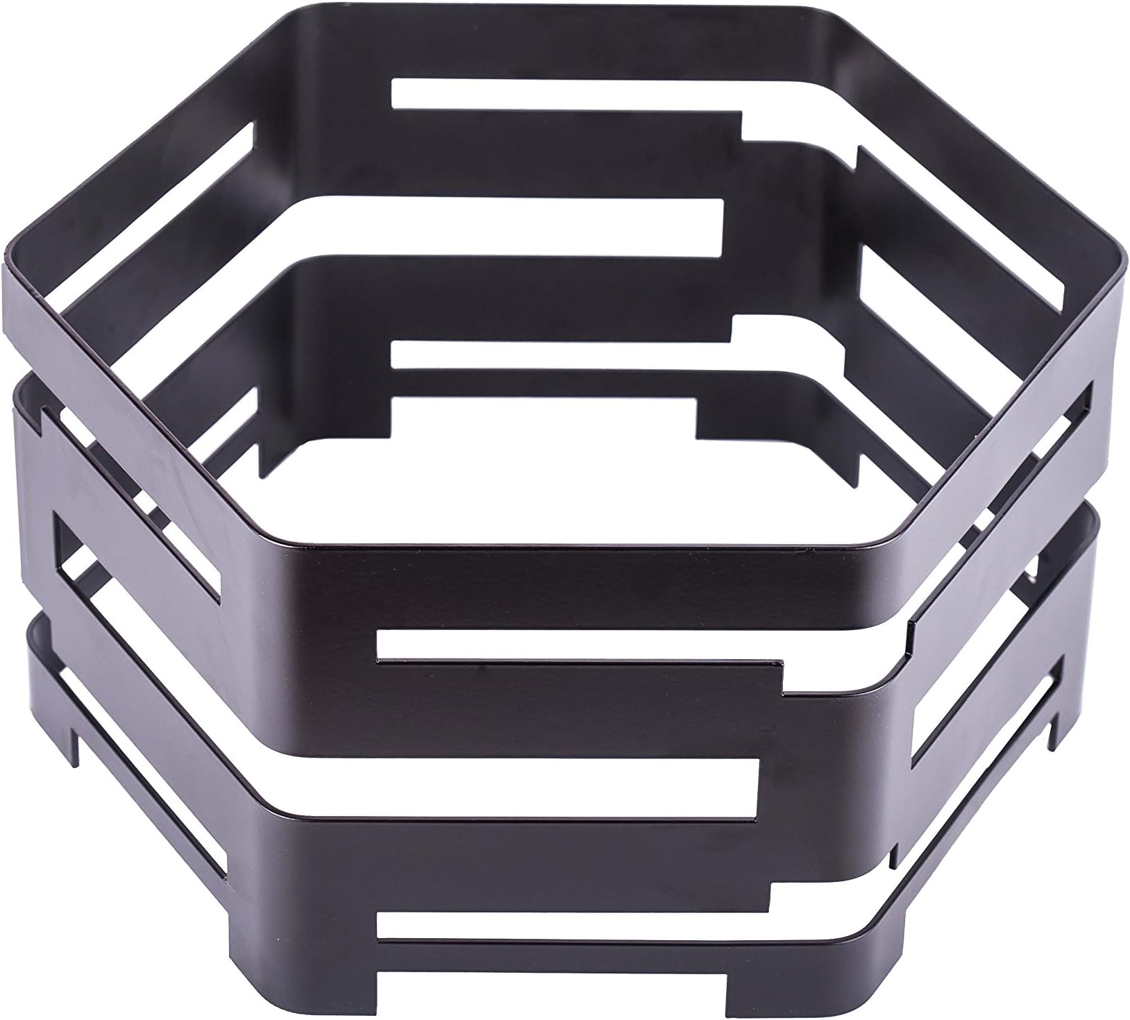 PrestoWare PWBA6-3015B, 11.81-Inch Hexagon Buffet Riser, Black Powder Coated Steel Food Display, Catering Multi-Level Food Serving Stand With Notches for Display Surfaces (Surfaces Are Not Included)