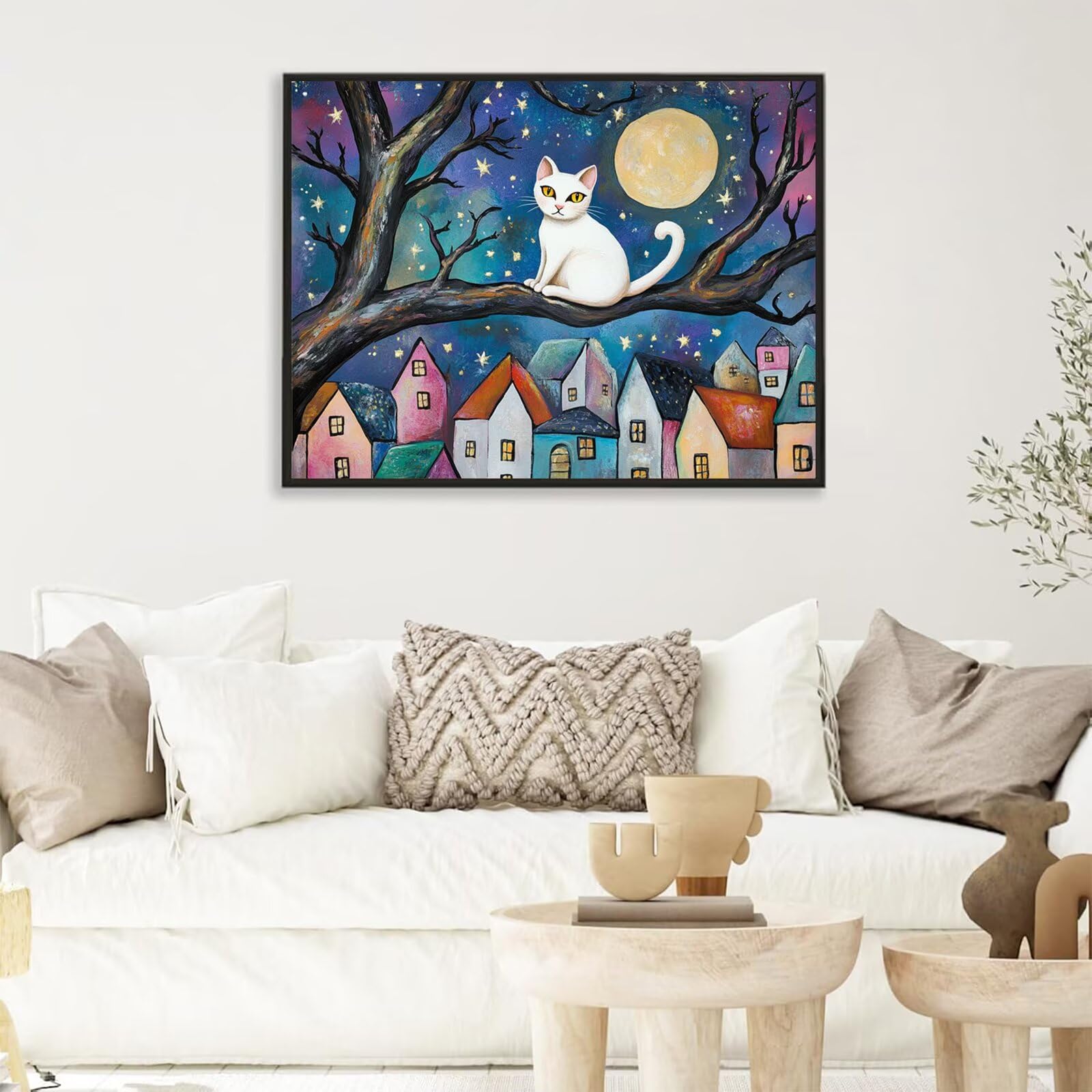 Peinture Numéros Adulte chat Dessin animé (2), Peinture Numero avec Pinceaux, Loisirs Créatifs Adultes, Design Moderne Esthétique, Décoration Murale pour Salon & Chambre Sans Châssis 70x100cm m5g-313