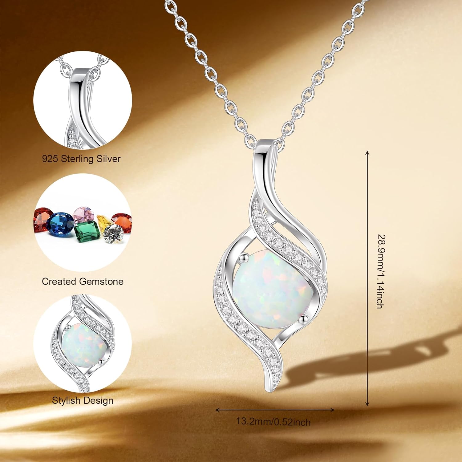 FANCIME Birthstone Necklace for Women Round Cubic Zirconia Necklace S925 Sterling Silver full Love Birthday Gifts for Mom Women - Image 2