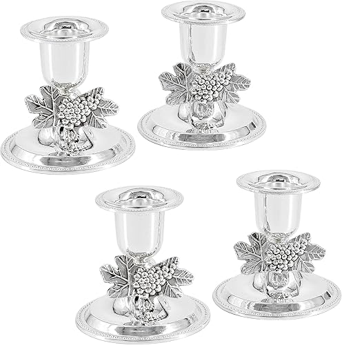 Shabbat Candelabros Portavelas chapados en plata, juego de 2 candelabros (paquete de 12)