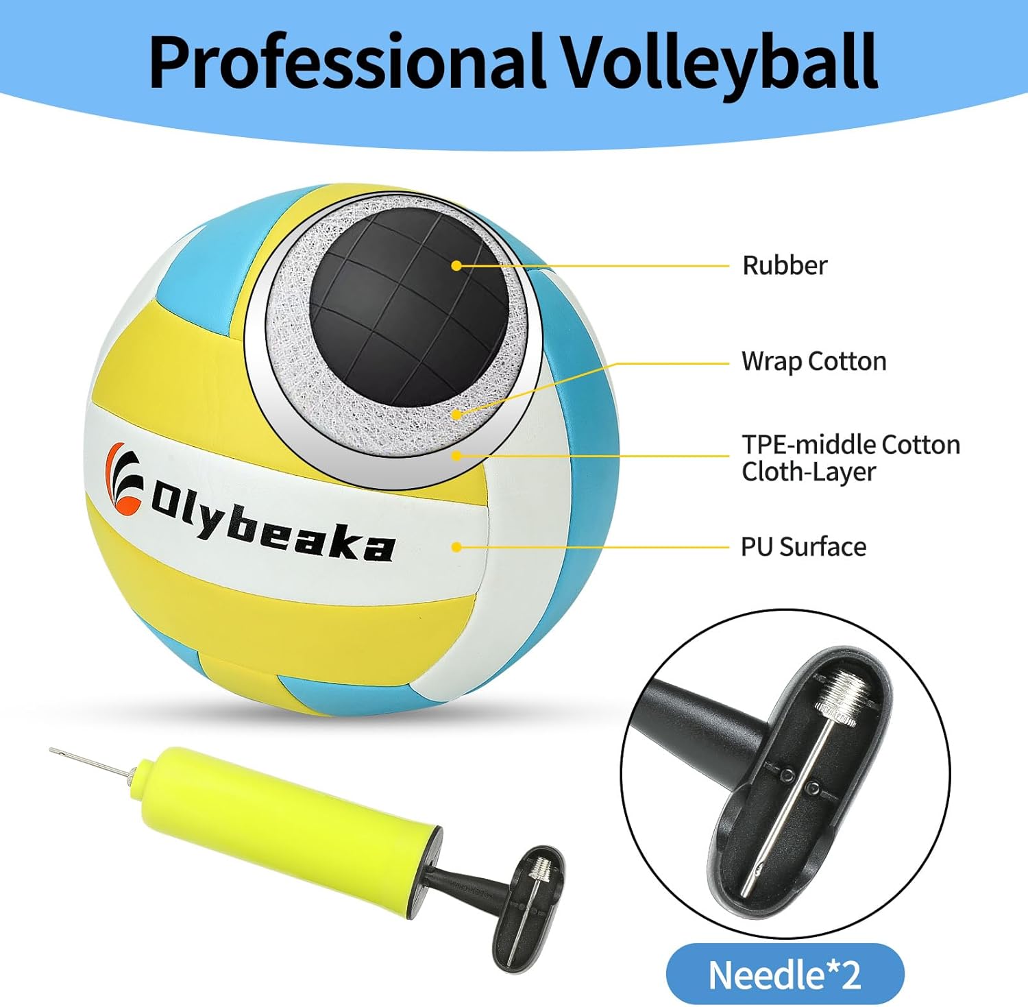 32ft Regulation Size Portable Outdoor Volleyball Net Set System for Backyard Beach with Height Adjustable Poles, PU Volleyball and Pump, Carry Bag, Boundary Line - Easy Set Up & Anti-Sagging