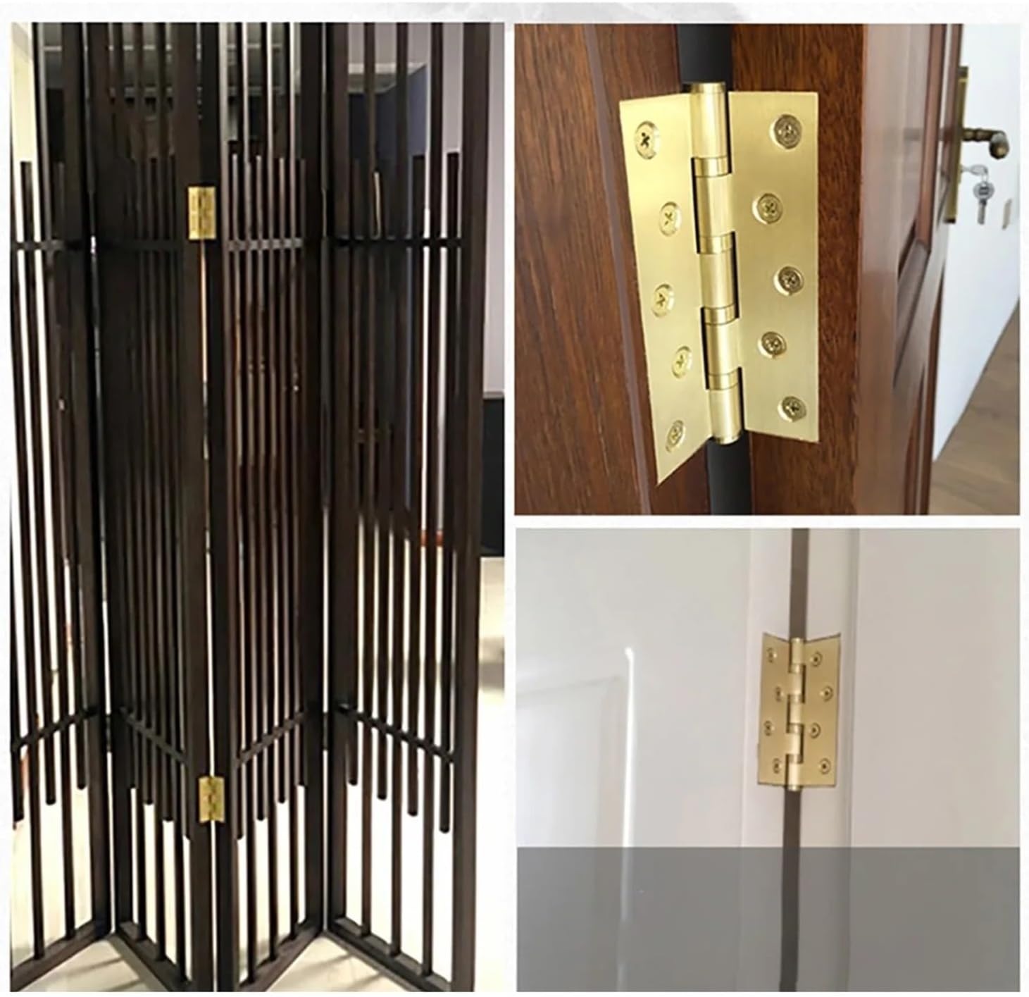 Adjustable Hinges Door Closing Hinges 1Pcs Brass Color 1/1.5/2/2.5/3/4 Inch Vintage Copper Jewelry Box Furniture Hardware Fitting Pure Bearing Hinge(4 inch)