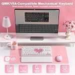YUNZII B87 Wireless Mechanical QMK/VIA Software Custom Gaming Keyboard,Gasket RGB Keyboard with Cute MOA Keycaps,Wrist Rest,BT5.0/2.4G/USB-C NKRO for Win/Mac (White Heart, Cocoa Cream V2 Switch)