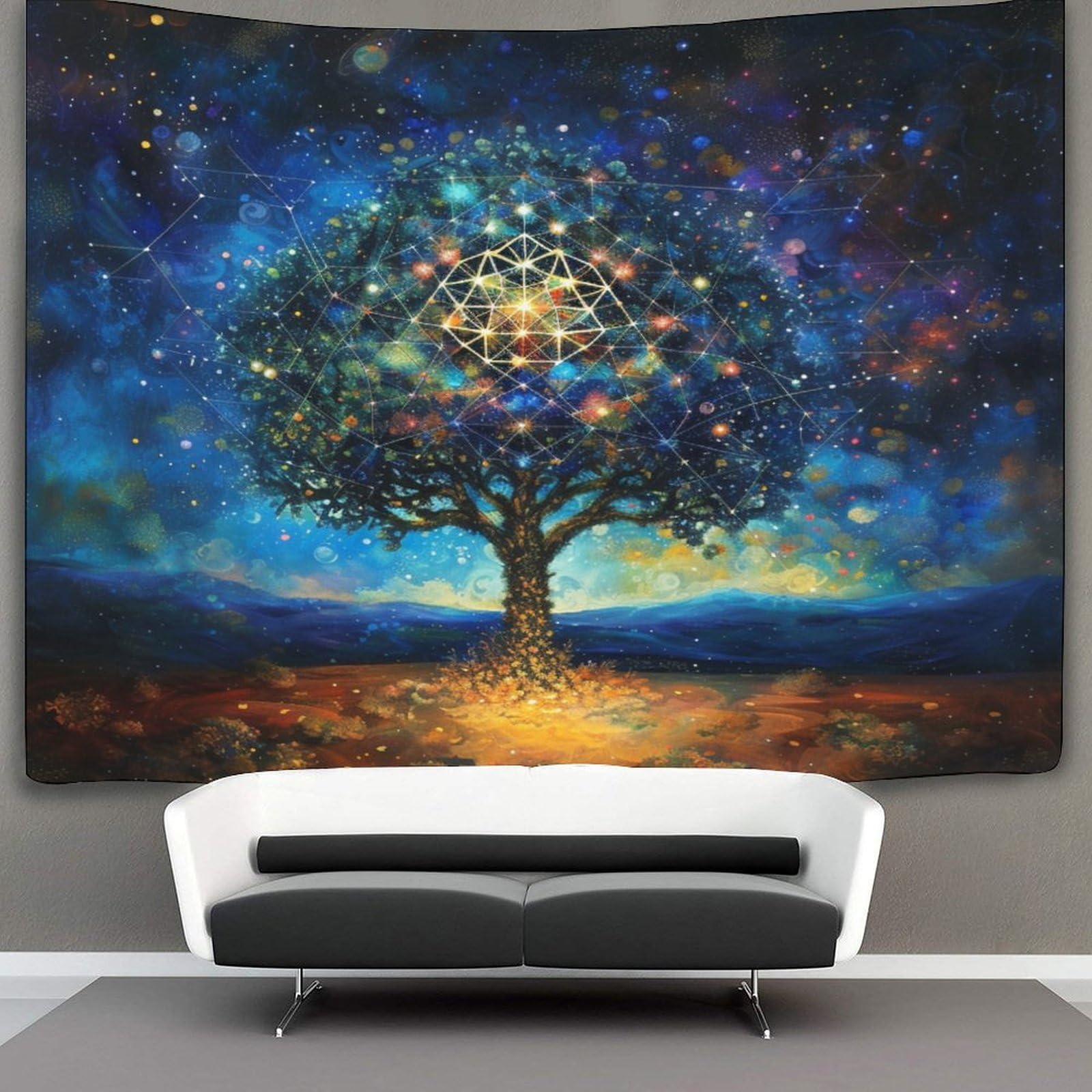 kaiyun Cosmic Tree Tapestry,Plant Art Wall Hanging Decoration for Living Room Bedroom & Dorm 130cmx150cm