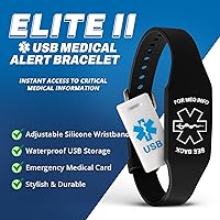 Vista 2 de Pulsera médica USB Elite II: pulsera de silicona hipoalergénica de 2 GB USB impermeable Flash Drive Tarjeta médica de emergencia. Acceso gratuito