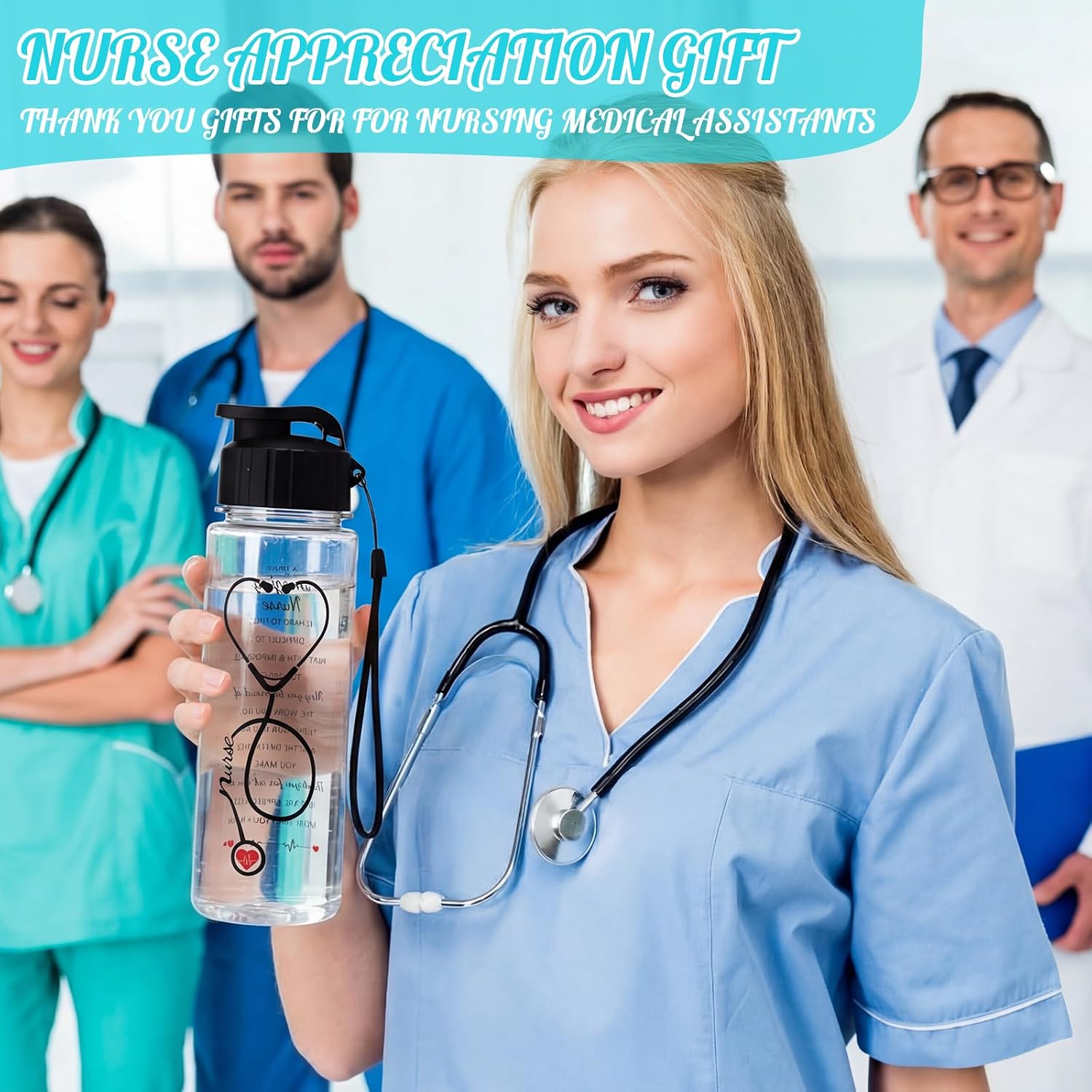 Nurse Tumblers Gift Bulk 17 oz Plastic Sports Water Bottles Nurse Week Appreciation Cups Thank You Gifts for Nursing Medical Assistant Student Graduation Hospital Staff