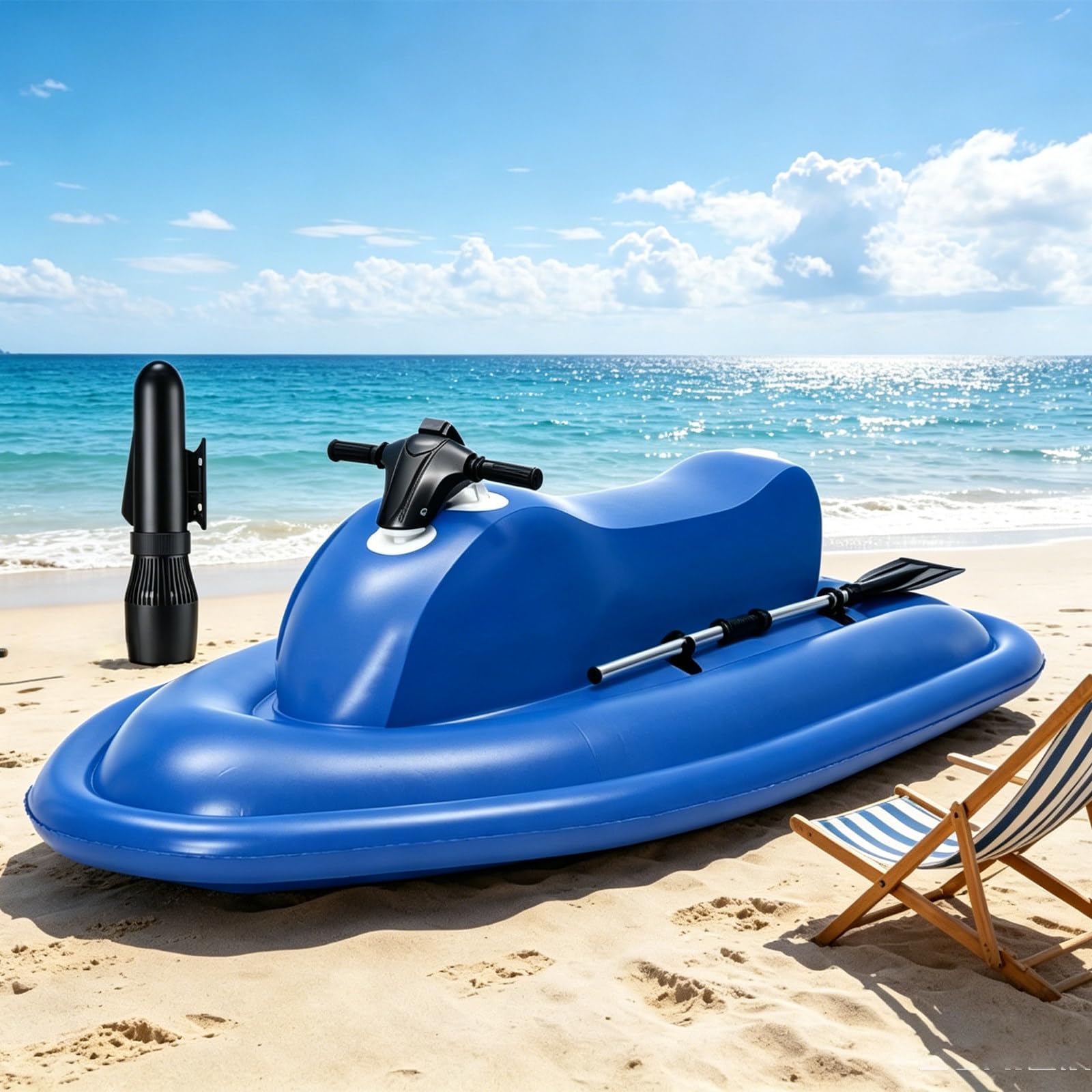 Osnzyc Summer Inflatable Boat with Motor,Water Propulsion Jet Ski, 150kg Capacity Easy Ride Mini Jet Boat, Water Motorboat For Pool, Lake & Ocean 500W16A