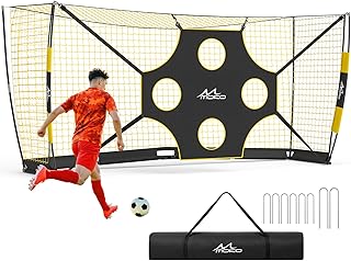 Moko 12x6 FT Soccer Goal with Precision Target, Soccer Goals for Backyard Indoor & Outdoor, Portable Soccer Net Training Equipment with Foldable Base, Sturdy Ground Stakes & Carry Bag