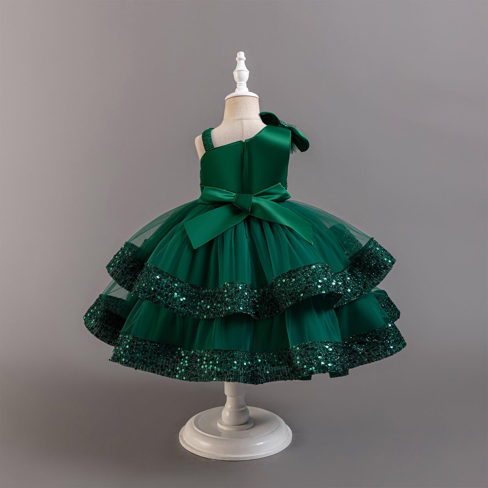 ABEHIK Ärmelloses Sommer-Poncho-Kleid für Mädchen, Pailletten, Tüll, Kleid für Party, Blumenmädchen, Geburtstag, Hochzeitskleid