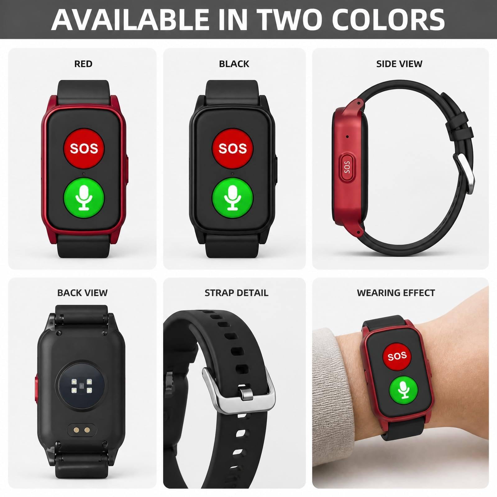 Montre Sos pour Personnes âgées B-Black