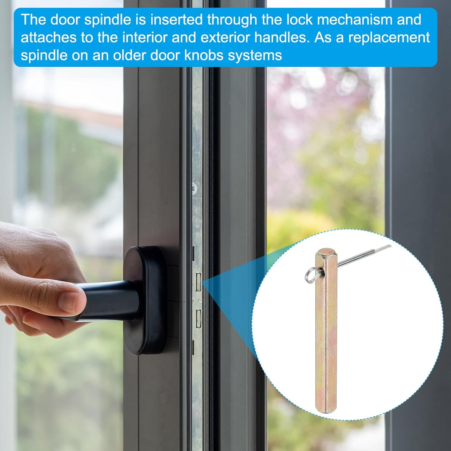 PATIKIL Square Door Knob Spindle 50x5mm, 2 Pack Replacement Carbon Steel Spare Door Handle Spindle Bar with Hole for Most Mortise Type Door Knobs, Gold