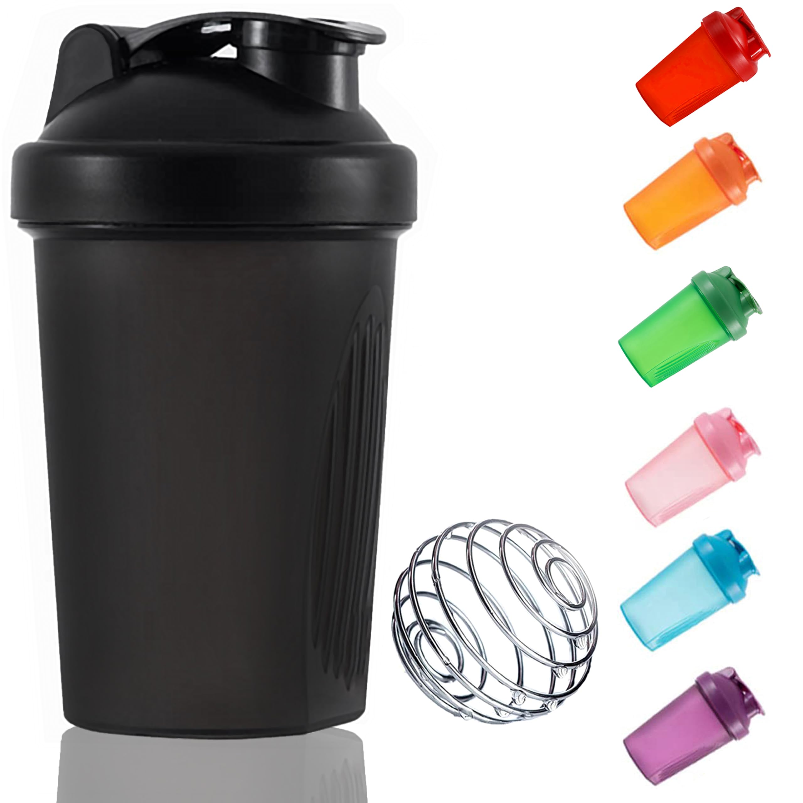 KANGSIT Protein Shaker Bottle 400ml, with Wire Mixing Ball, Leak-Proof, BPA Free, Perfect for Mixing Powdered Shakes, Dishwasher Safe