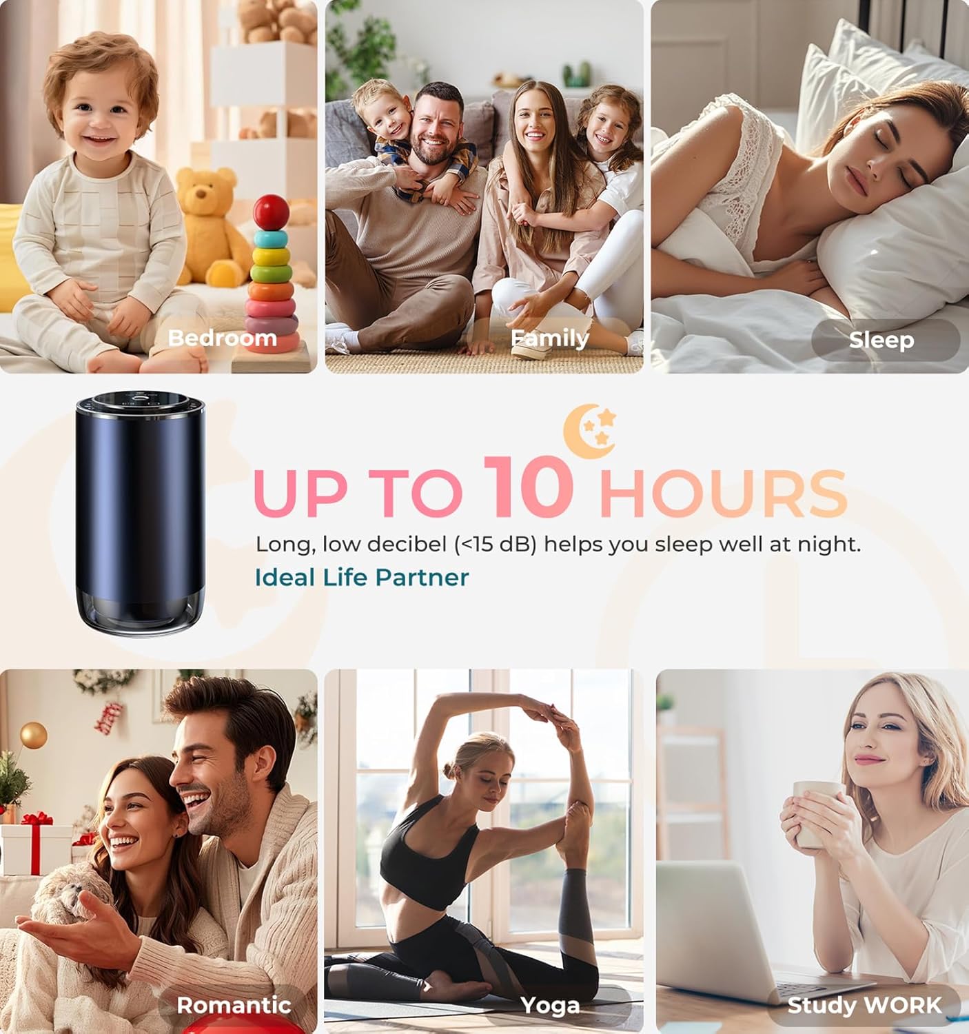 Smart Car Air Fresheners, New Smell Experience Car Freshener Essential Oil Diffuser, Adjustable Concentration, Auto On/Off, Built-in Battery, Each Bottle of Perfume Lasts 120 Days-Ocean