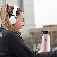 Vista 6 de NATURE PIONEOR Botellas de agua aisladas con mango de paracaídas, 24324064 onzas, botella de agua deportiva de boca ancha con 3 tapas, de acero