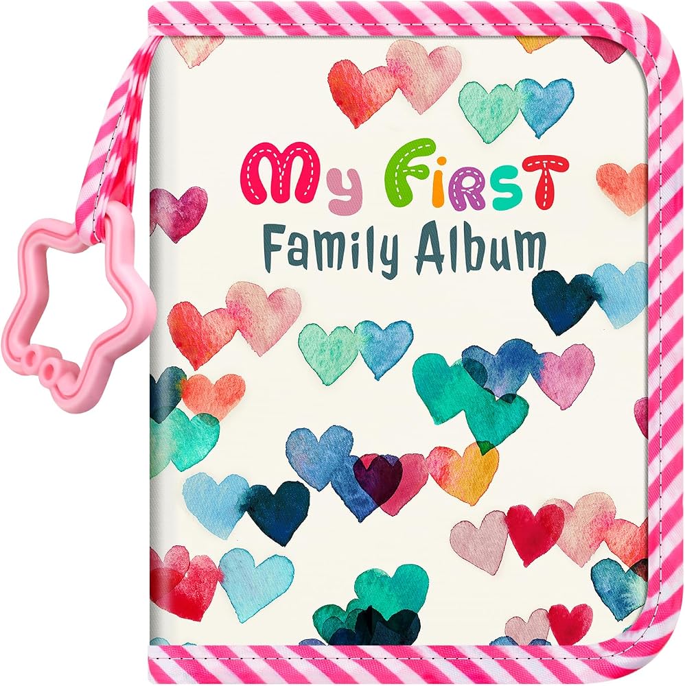 Fintie 아기 사진 앨범 10.2x15.2cm(4x6인치), 18장의 사진 My First Family 소프트 앨범 북 (Raining Hearts) — 사진 1